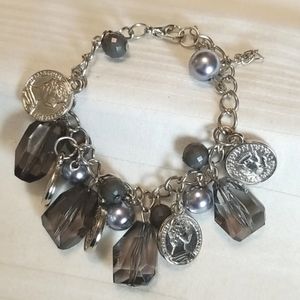 Silver Smokey Coin Bracelet